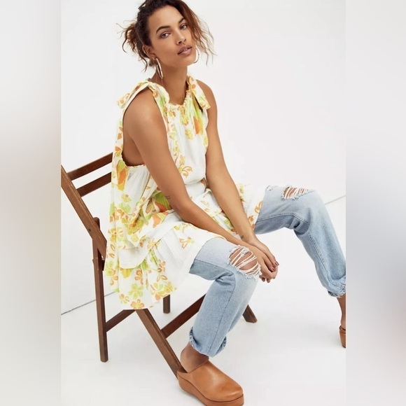Free People Fleur Printed Tunic Mini Dress in Retro Combo Sz. Small - Picture 4 of 13